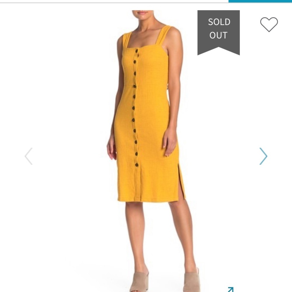 Madewell texture and thread M yellow button dress